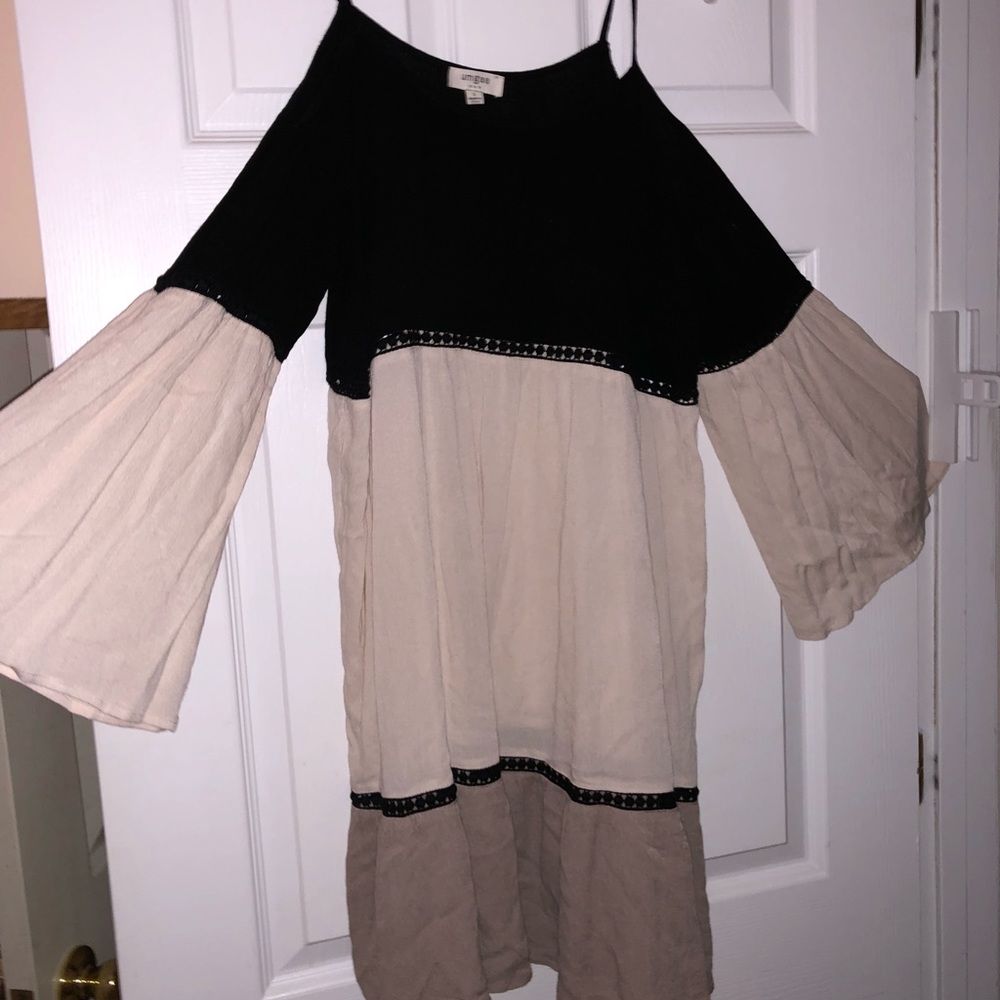 Umgee Cold Shoulder Color Block Dress